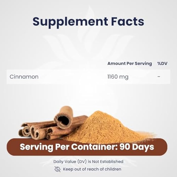 AZ BIOTECH Cinnamon (100% Organic) 1160mg per Serving,180 Capsules - Image 3
