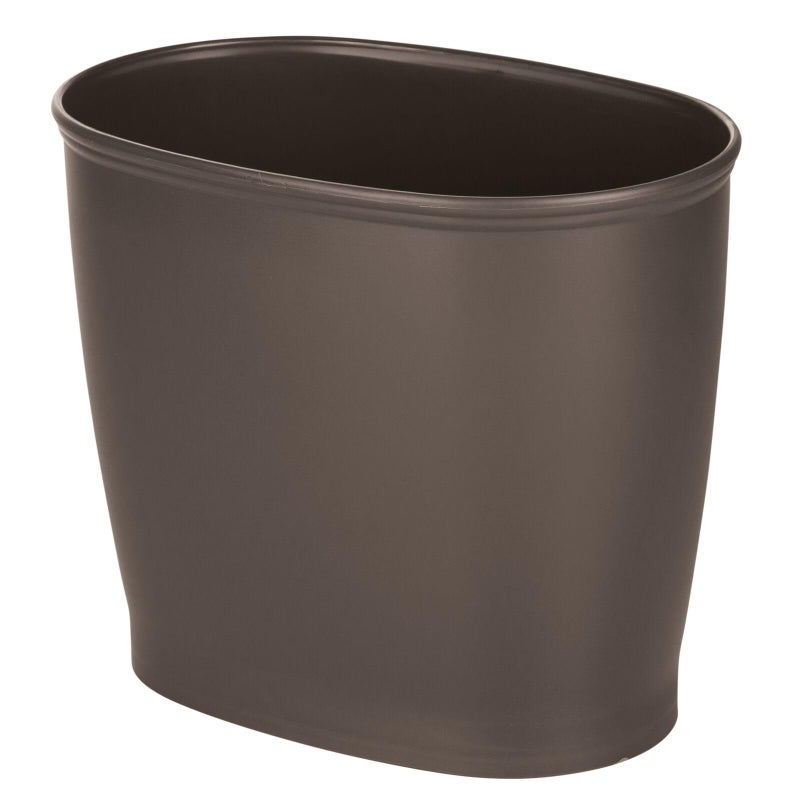 mDesign Plastic Oval Small 2.25 Gallon/8.5 Liter Trash Can Wastebasket, Garbage Container Bin for Bathroom, Kitchen, Office, Dorm - Holds Waste, Refuse, Recycling, Hyde Collection, Dark Brown - Image 5