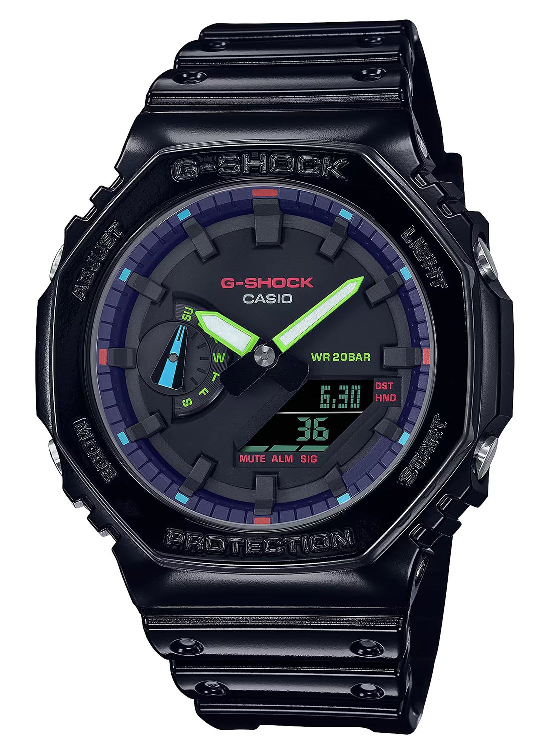 G-SHOCK Men's Analog+Digital Resin Wrist Watch GA-2100RGB-1ADR - 42 Mm 