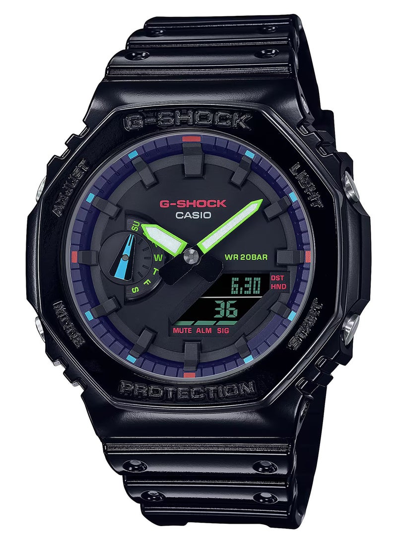 G-SHOCK ساعة يد رجالية، أنالوج+رقمية، راتنج GA-2100RGB-1ADR - 42 ملم  - Image 1