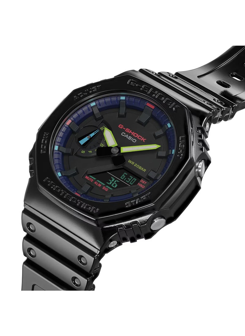 G-SHOCK ساعة يد رجالية، أنالوج+رقمية، راتنج GA-2100RGB-1ADR - 42 ملم  - Image 2