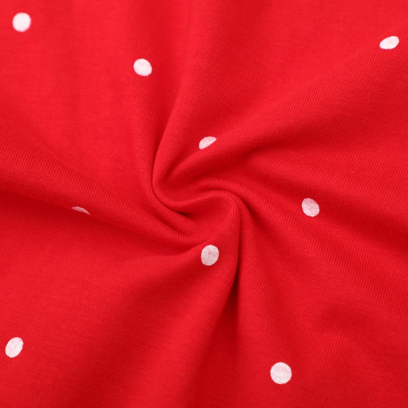 HILEELANG Toddler Girl Christmas Dress Red Dot Deer Elk Santa Applique Long Sleeve Cotton Casual Tunic Shirt Outfits Dresses 4T - Image 5
