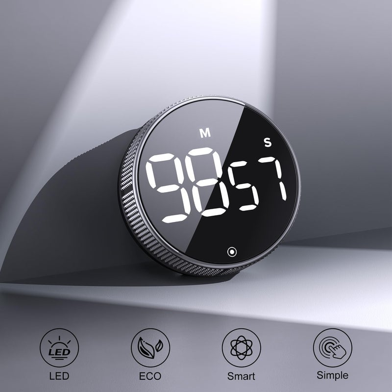 Blue Snail مؤقت مطبخ BlueSnail مع شاشة رقمية LED عرض ذكي Efficana للمنزل والفصل الدراسي والصالة الرياضية والمكتب، مؤقت إنتاجية قابل للتعديل في الحجم والسطوع (فضي) - Image 2