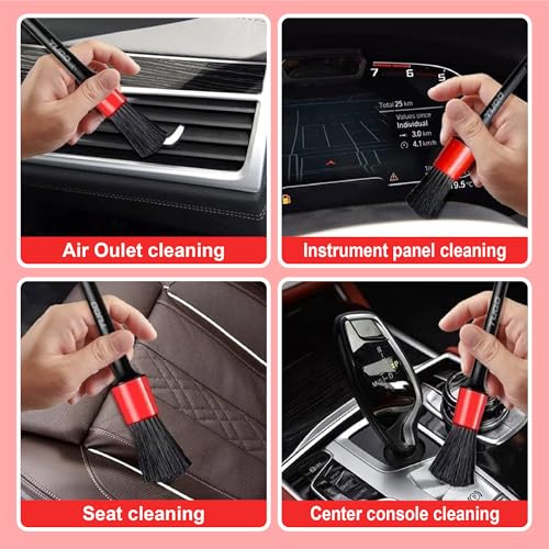 Tuqo Car Detailing Brush Set | Soft Nylon Bristles for Interior, Leather, Air Vents & Wheels | Multipurpose Cleaning | Automotive Cleaning Tool | Pack of 5 Assorted Brushes – Black | TQ490 - Image 5