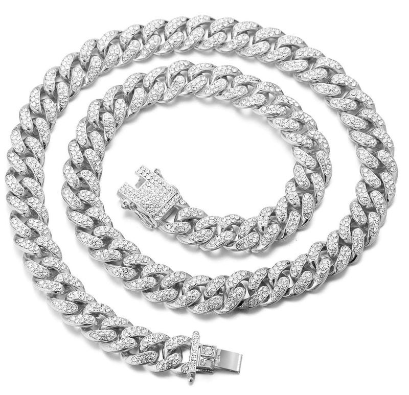 Halukakah Gold Chains for Boys - TYCOON JUNIOR - Kid's 14MM Diamond Cuban Link Chain,Platinum White Gold Plated Necklace 16",Prong Set Lab Diamonds,Fits Ages 8-16 Y/O. Comes with Giftbox - Image 2
