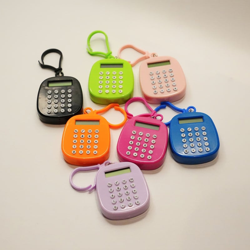 1pc Portable Green Colorful Mini Calculator Cute Student Stationery Essential Office Desk Goodie With Button Battery - Image 1