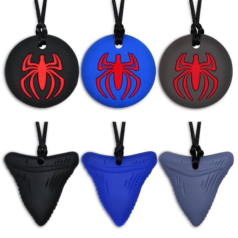 MaberryTech Direct Chew Necklaces for Sensory Kids Boys 6 Pack Chewy Necklace Sensory Toys for Kids with Autism ADHD SPD Silicone Adult Chew Toys Teething Necklace Reduce Chewing Biting Fidgeting - Image 1