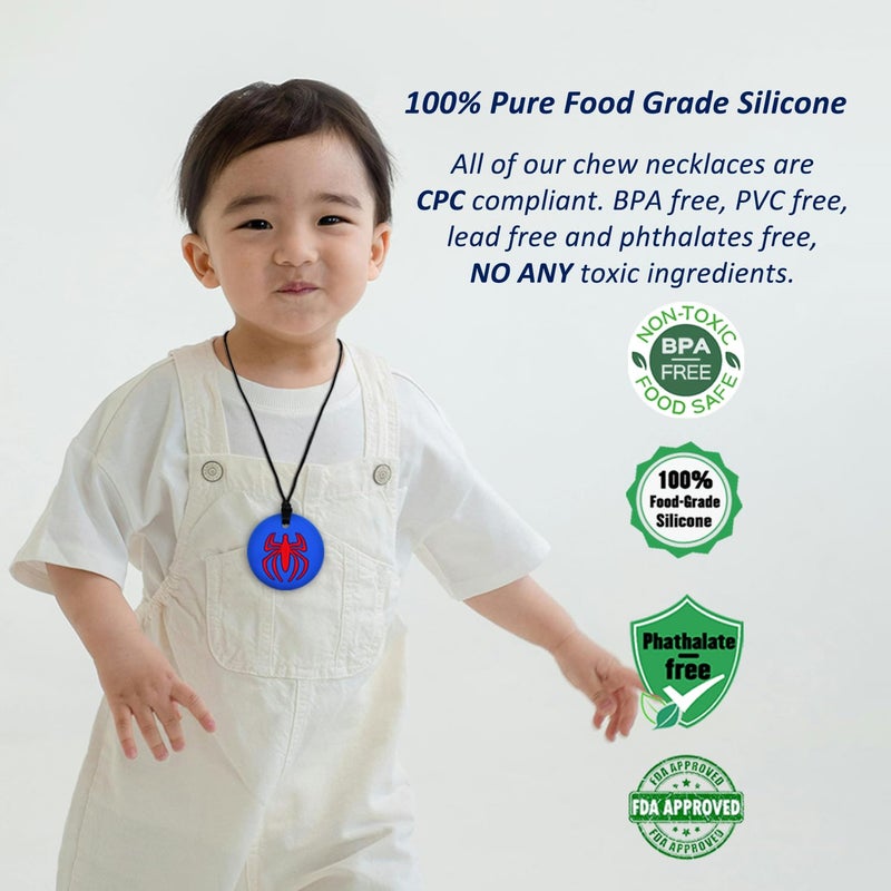 MaberryTech Direct Chew Necklaces for Sensory Kids Boys 6 Pack Chewy Necklace Sensory Toys for Kids with Autism ADHD SPD Silicone Adult Chew Toys Teething Necklace Reduce Chewing Biting Fidgeting - Image 2