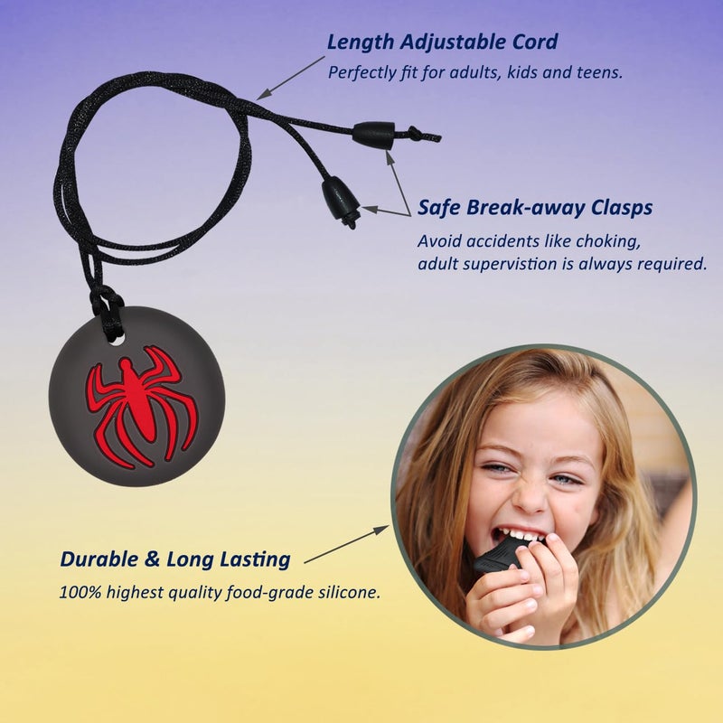 MaberryTech Direct Chew Necklaces for Sensory Kids Boys 6 Pack Chewy Necklace Sensory Toys for Kids with Autism ADHD SPD Silicone Adult Chew Toys Teething Necklace Reduce Chewing Biting Fidgeting - Image 3