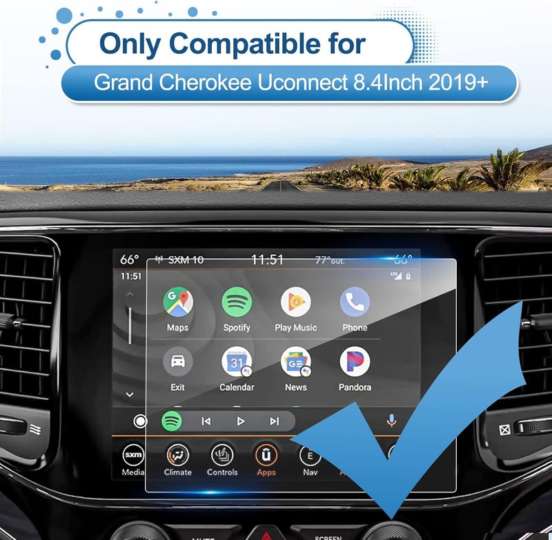 Coleya Tempered Glass Screen Protector for 2019-2021 Jeep Grand Cherokee Uconnect 8.4 Inch - Image 2
