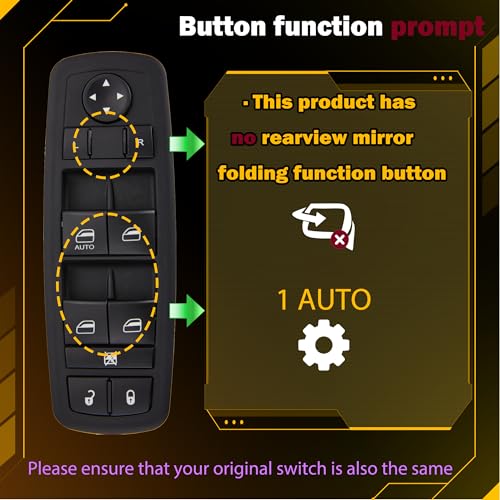 ZAPOSTS 8 + 13 Metal Pins.Master Power Window Switch fits for 2008-2012 Jeep Liberty & Dodge Nitro,2009-2010 Dodge Journey,4602632AB 4602632AD 4602632AC Driver Side Control switches(Green Light) - Image 3
