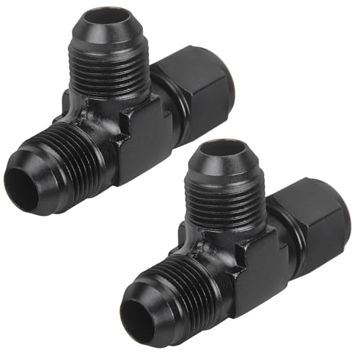 CNRAQR 8AN Flare Male Tee Fitting Adapter with AN8 Female Swivel on Run Aluminum 2Pcs - Image 1