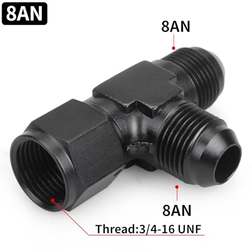 CNRAQR 8AN Flare Male Tee Fitting Adapter with AN8 Female Swivel on Run Aluminum 2Pcs - Image 3