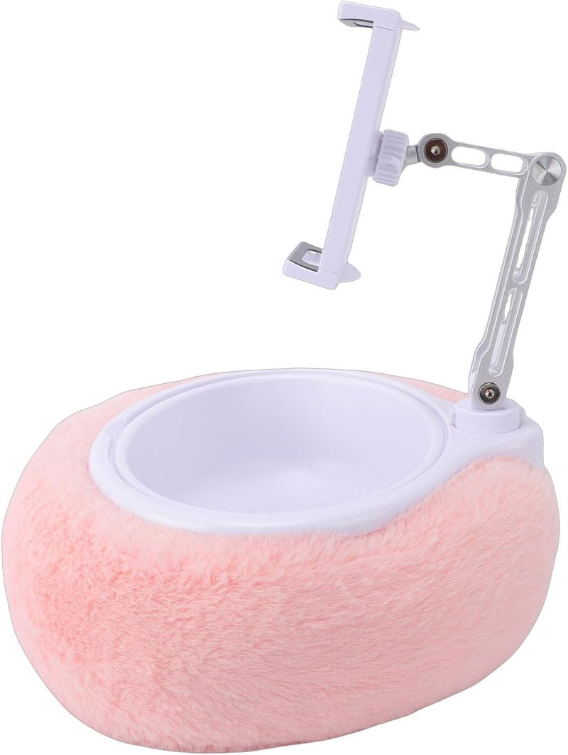Tablet Pillow Stand, Adjustable 360 Rotating Phone Holder for Bed with Soft Plush Pillow and Detachable Snack Bowl for Reading Relaxation (Single Bowl Light Pink (5-8.7 Inches)) - Image 4