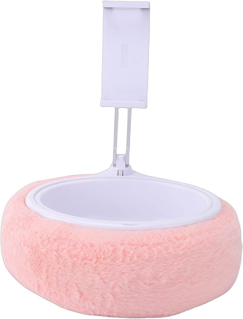 Tablet Pillow Stand, Adjustable 360 Rotating Phone Holder for Bed with Soft Plush Pillow and Detachable Snack Bowl for Reading Relaxation (Single Bowl Light Pink (5-8.7 Inches)) - Image 2