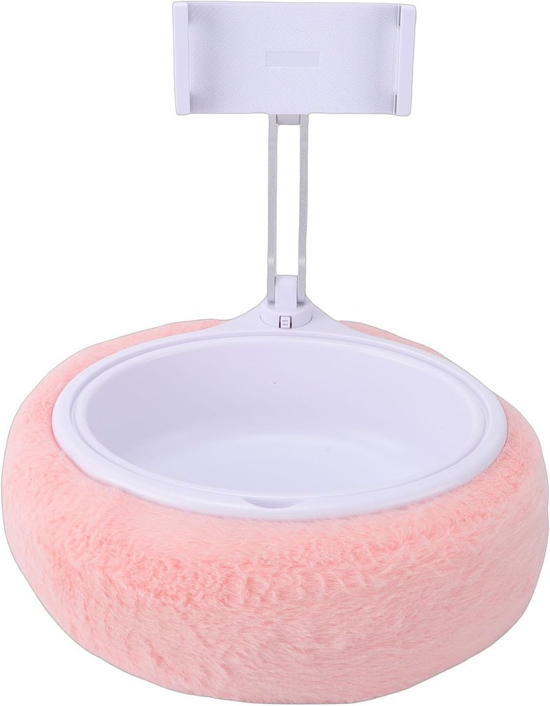 Tablet Pillow Stand, Adjustable 360 Rotating Phone Holder for Bed with Soft Plush Pillow and Detachable Snack Bowl for Reading Relaxation (Single Bowl Light Pink (5-8.7 Inches)) - Image 1