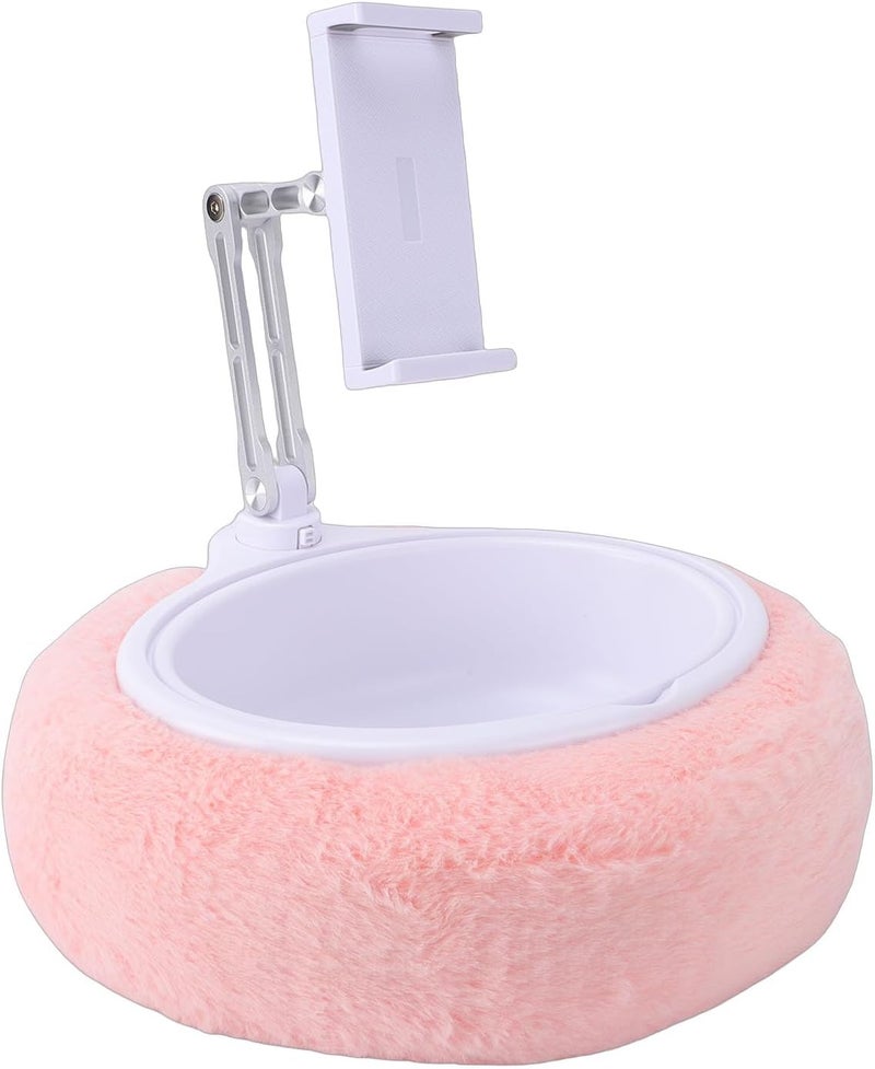 Tablet Pillow Stand, Adjustable 360 Rotating Phone Holder for Bed with Soft Plush Pillow and Detachable Snack Bowl for Reading Relaxation (Single Bowl Light Pink (5-8.7 Inches)) - Image 5