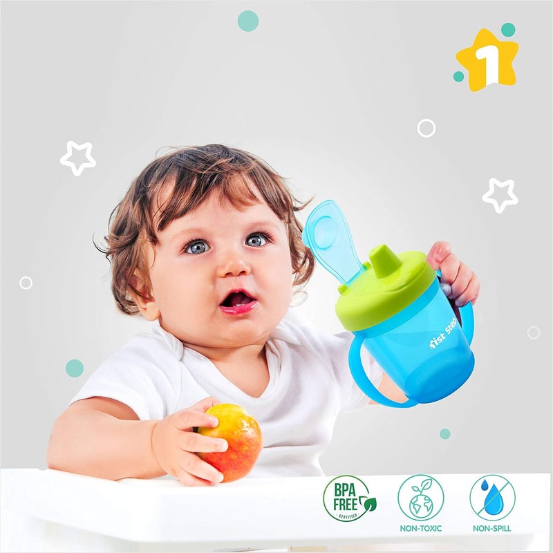 1st Step خطوة 1 250 مل زجاجة شرب بفتحة صلبة خالية من BPA (أزرق) - Image 4