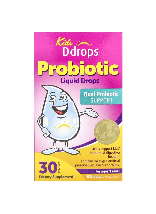 Ddrops Ddrops, Kids, Probiotic Liquid Drops, For Ages 1 Year+, 180 Drops, 0.23 fl oz (6.7 ml)  - Image 1