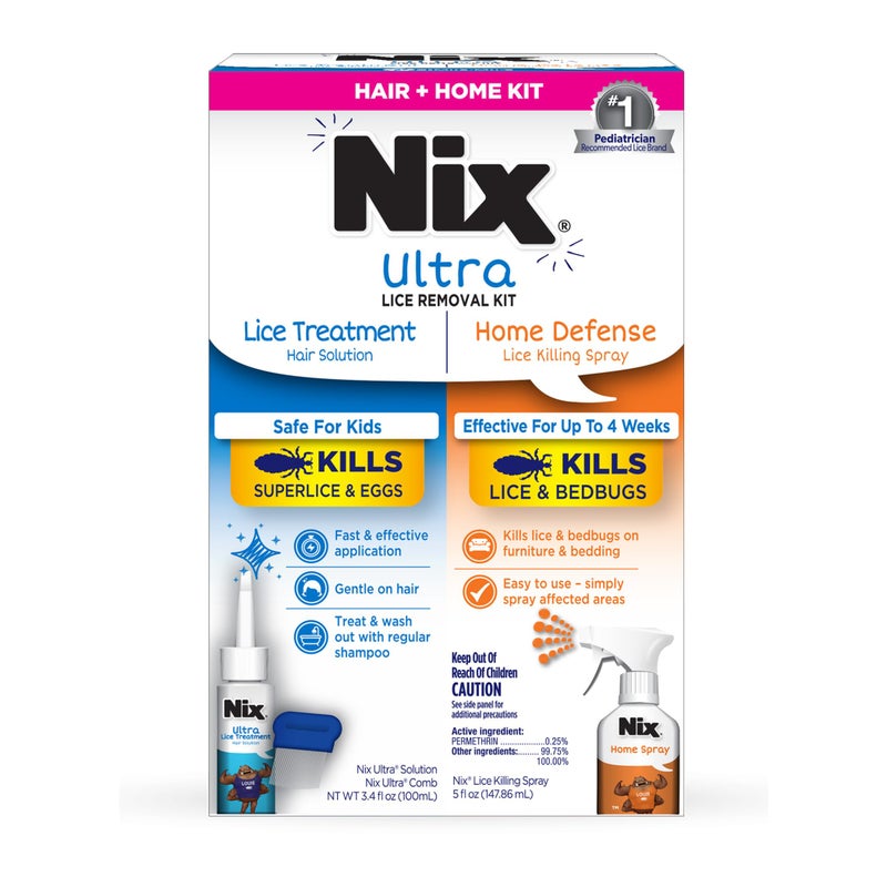 Nix Lice Removal Kit - Lice Treatment Hair Solution and Comb, Home Defense Bedbug and Lice Killing Spray (Pack of 2) (Packaging May Vary) - Image 1