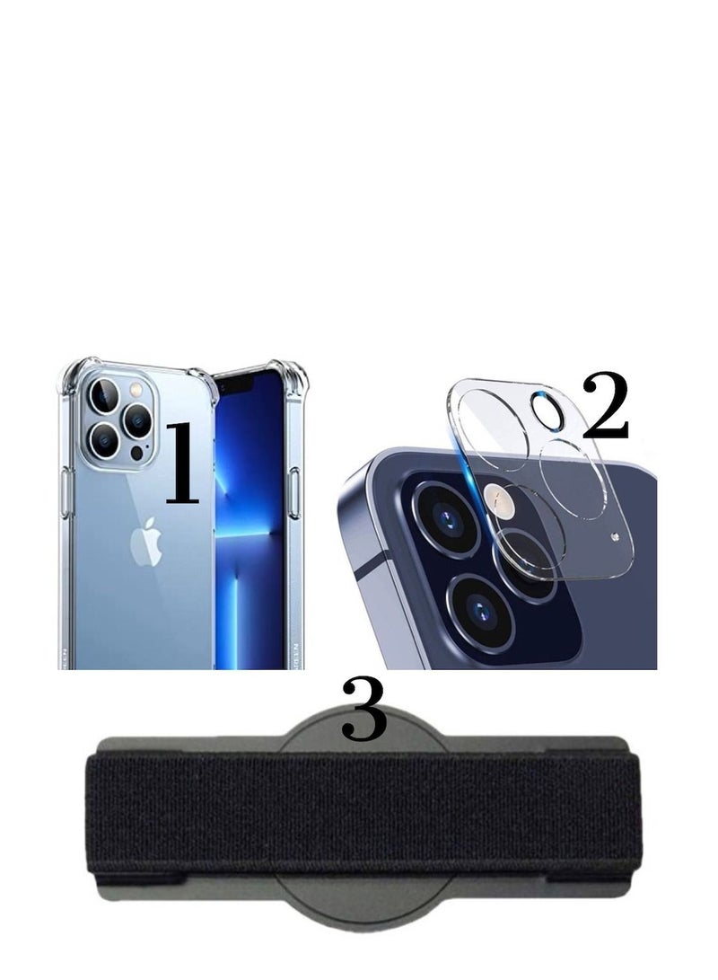 إيزي لايف كفر شفاف ٣ في ١ لهاتف ايفون ١٣ برو ماكس مزود بمصد ٤ زوايا لامتصاص الصدمات + عدسة كاميرا زجاجية مضادة للوهج + مسكه لليد مغناطيسيه - Image 1