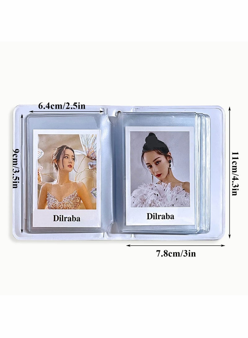 SOLARAE Photocard Album,  Mini Photo Album Love Heart Hollow Photocard Id Holder 40 Pockets With Bear Pendant and Rabbit Card (3 Inch pink bear) - Image 4