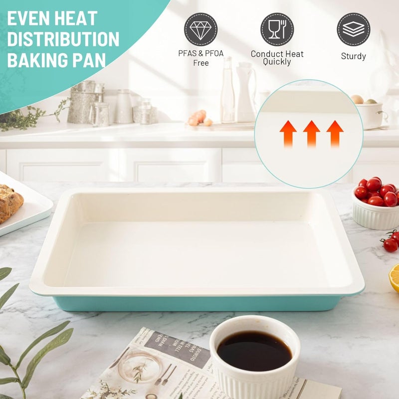 Spmarkt Baking Sheet Pan with Lid, 15inch*10inch Non-Stick Ceramic-Coating Sheet Cake Pan with lid, Easy to Clean, Ovan Safe Baking Tray, Ideal for Party, and Outdoor Picnics - Image 4