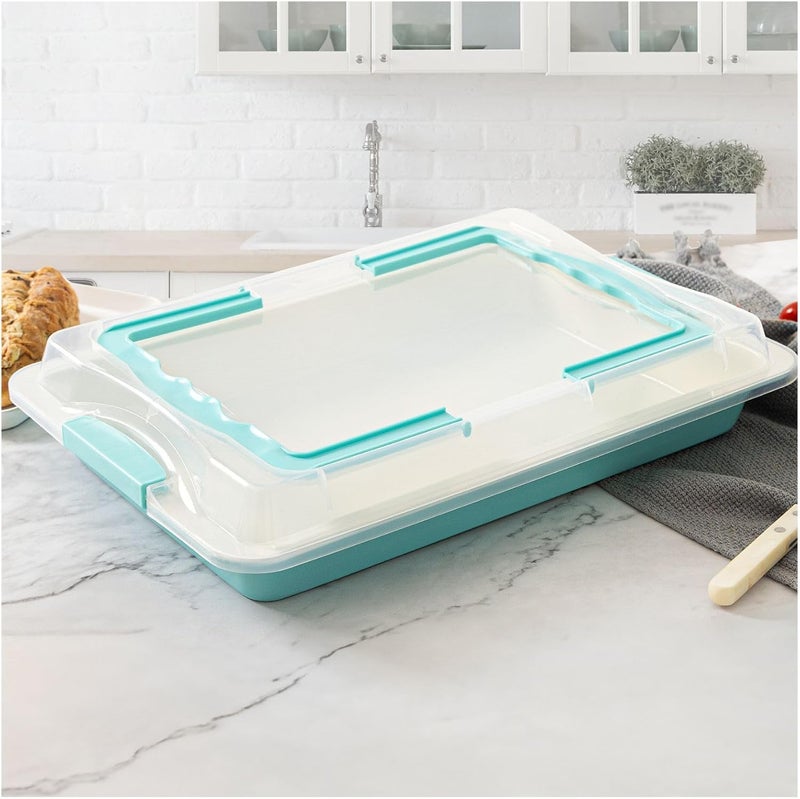 Spmarkt Baking Sheet Pan with Lid, 15inch*10inch Non-Stick Ceramic-Coating Sheet Cake Pan with lid, Easy to Clean, Ovan Safe Baking Tray, Ideal for Party, and Outdoor Picnics - Image 1
