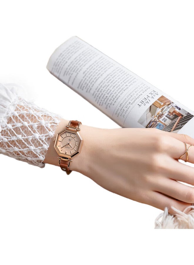 Julius Women'S Watch, Classic Korean Style, Retro Fashion, Trendy Student Leather Strap, Quartz Ladies Watch, Brown, Ja-750C - Image 2