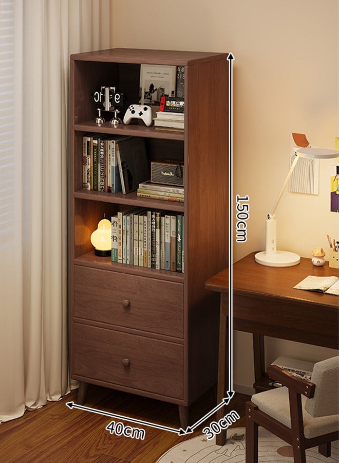 keke Multi Layer Storage Bookshelf Rack Stylish Living Room Home Storage & Display Cabinet 40cm Dark Walnut Color - Image 2