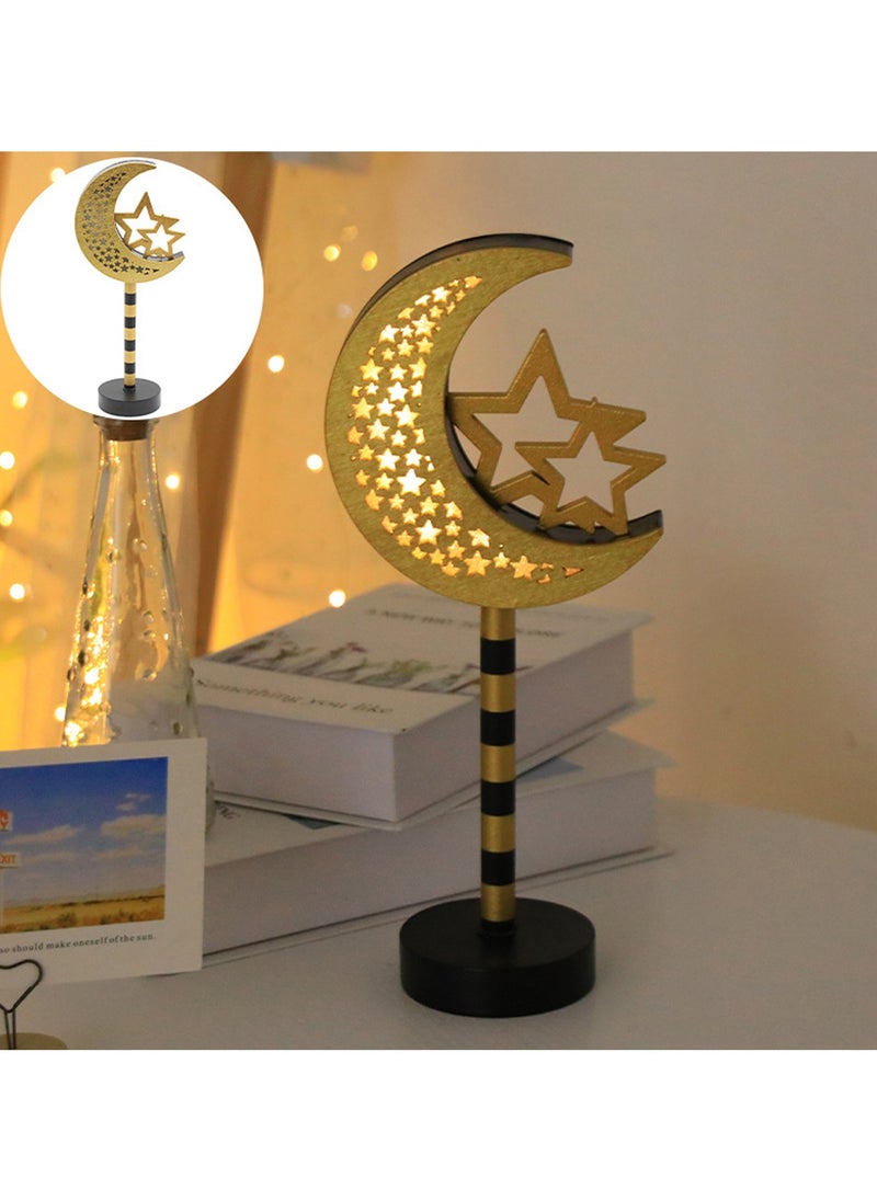 Jorunb - Ramadan Decorations Wooden Ornaments Moon LED Lights for Home, Ramadan Lamp, Islam Muslim Event Party, Home Table Decoration, Ramadan Kareem Gifts - Image 1
