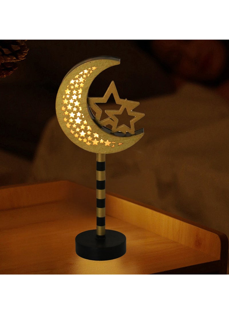 Jorunb - Ramadan Decorations Wooden Ornaments Moon LED Lights for Home, Ramadan Lamp, Islam Muslim Event Party, Home Table Decoration, Ramadan Kareem Gifts - Image 1