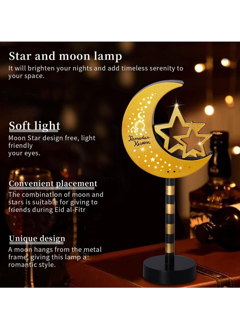 Jorunb - Ramadan Decorations Wooden Ornaments Moon LED Lights for Home, Ramadan Lamp, Islam Muslim Event Party, Home Table Decoration, Ramadan Kareem Gifts - Image 1