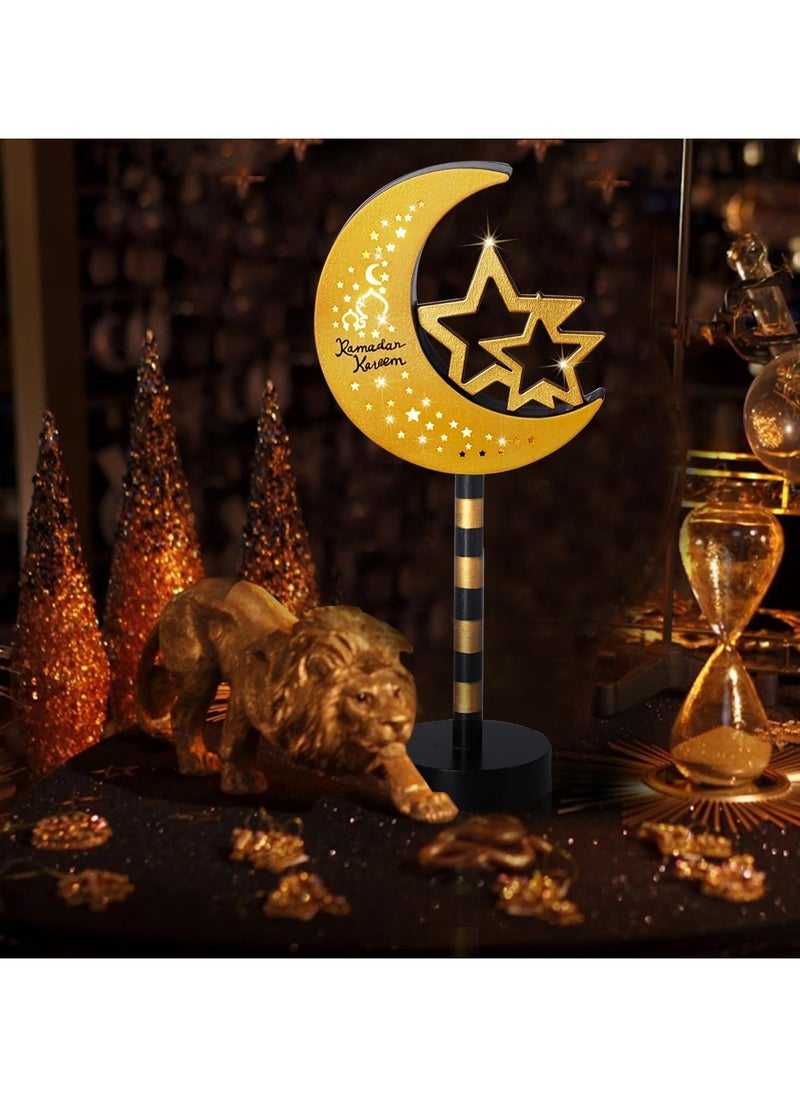 Jorunb - Ramadan Decorations Wooden Ornaments Moon LED Lights for Home, Ramadan Lamp, Islam Muslim Event Party, Home Table Decoration, Ramadan Kareem Gifts - Image 1