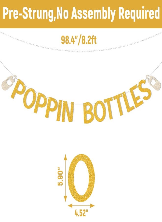Ramciyo Poppin Bottles Banner - Gold Glitter Trendy New Year's Eve Party Decorations Poppin Bottles Baby Shower Party Decorations - Image 3