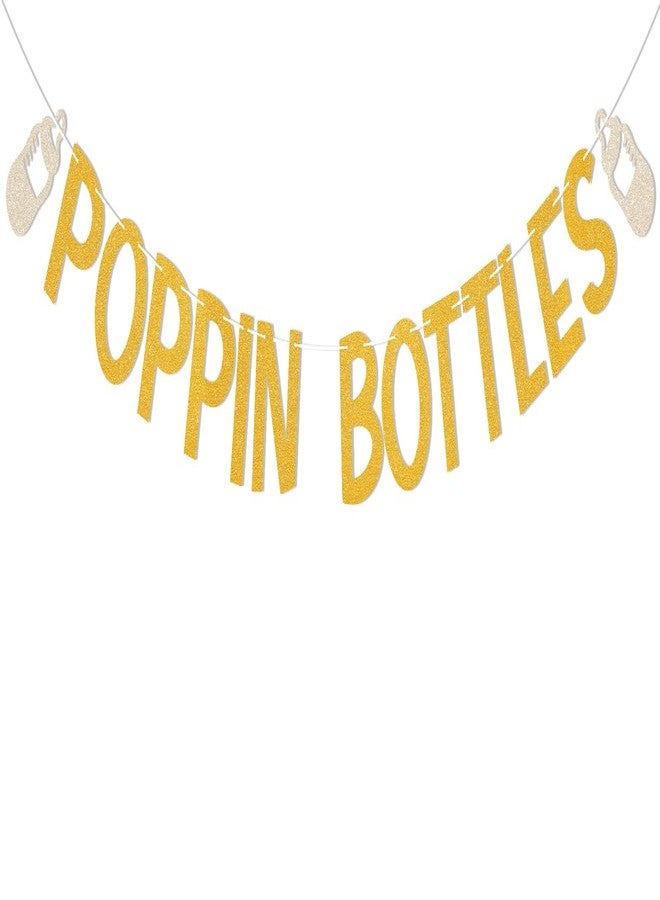 Ramciyo Poppin Bottles Banner - Gold Glitter Trendy New Year's Eve Party Decorations Poppin Bottles Baby Shower Party Decorations - Image 1