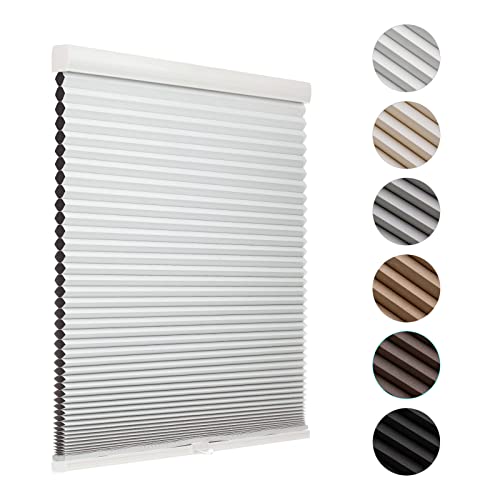 MYshade Blackout Cordless Cellular Shades Honeycomb Shade for Indoor Windows Room Darkening Blinds for Home Office Pull Down Window Shades Easy to Install 27 inch Wide H72 White Pleated Shade