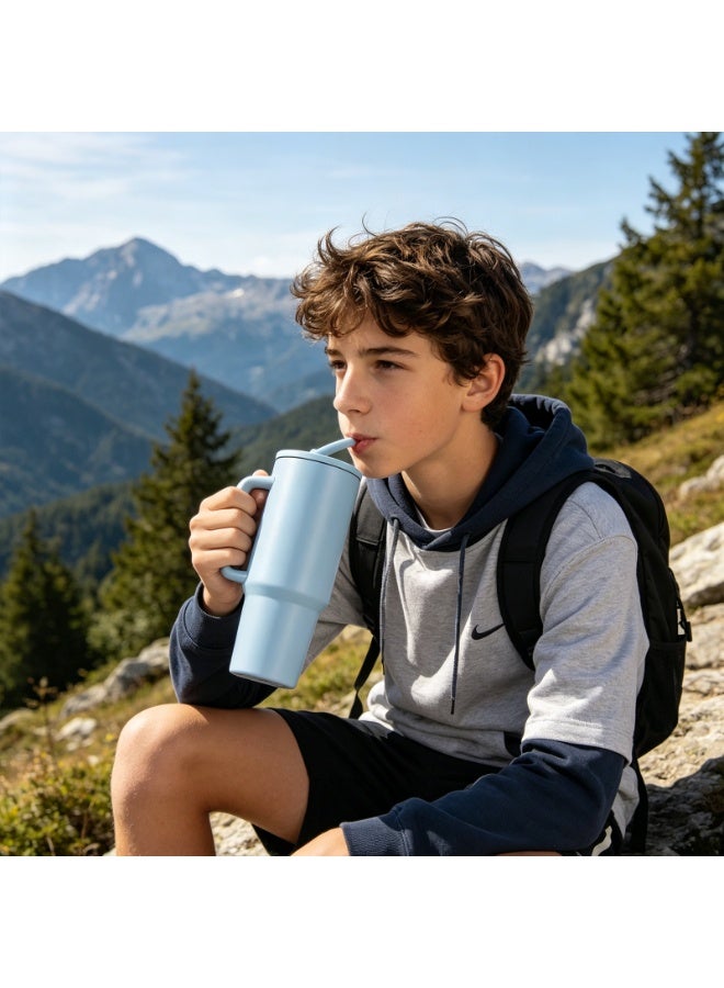 VTERLY 40oz Tumbler with Handle and Straw Lid, Insulated Stainless Steel Water Bottle, Reusable Leak Proof Travel Mug for Hot & Cold Drinks, BPA Free Car Cup for Coffee, Iced Tea, Smoothie, Camping, Hiking - Image 5