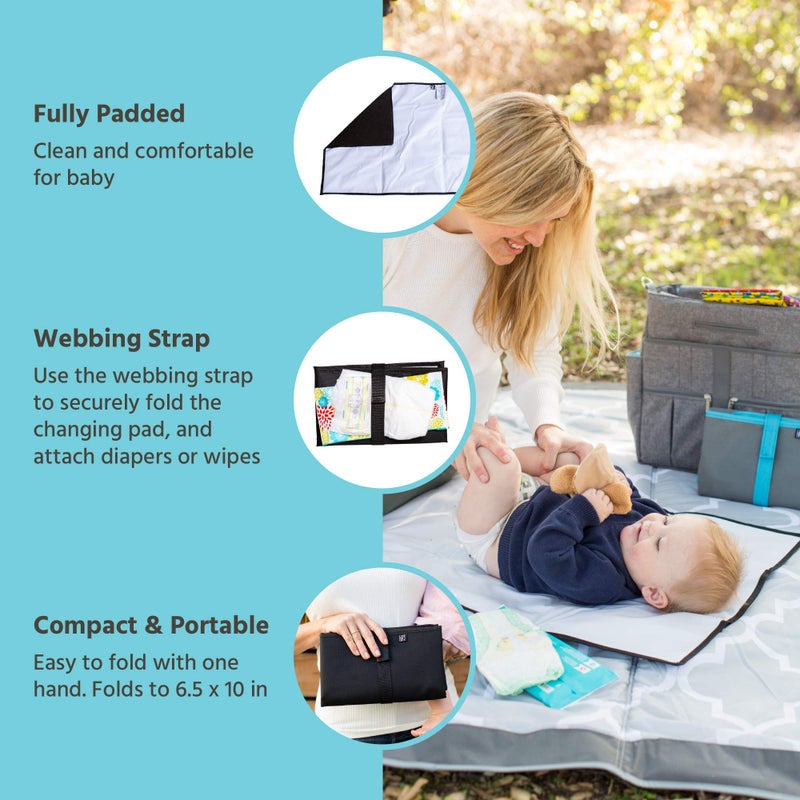 J.L. Childress Full Body Portable Changing Pad for Babies - Diaper Changing Mat for Travel, Baby Accessory Essentials, Wipeable & Water-Resistant, Foldable & Compact, Fully Padded, Extra Large - Black - Image 2
