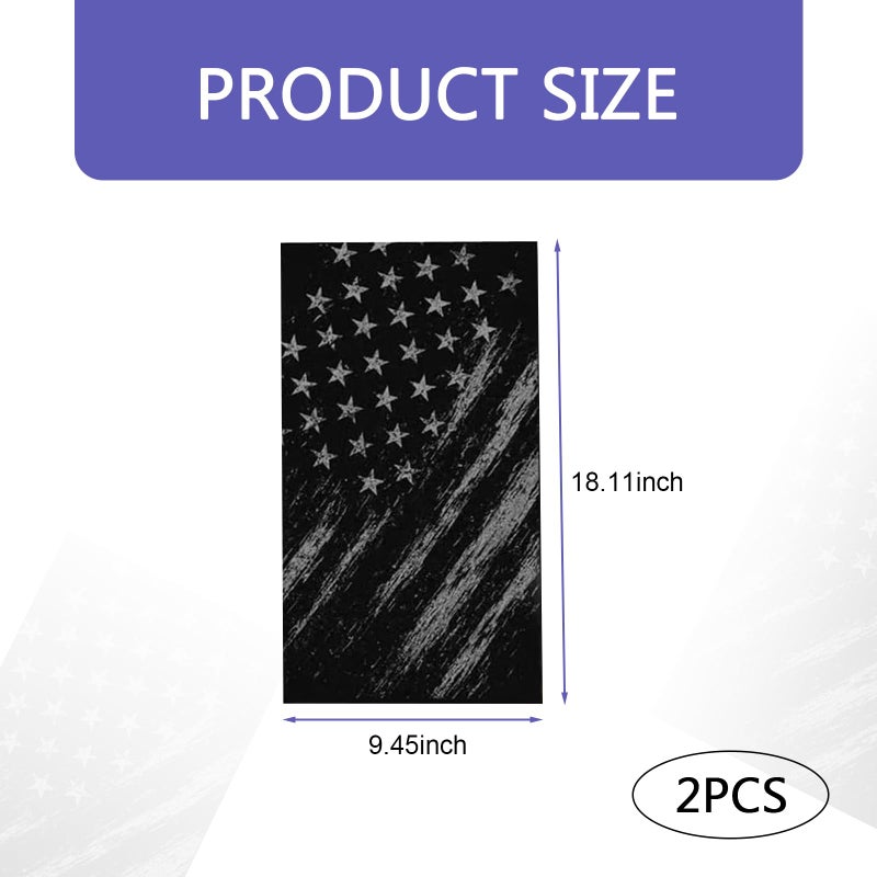yorpyep 2 PCS Car B Pillar Stickers, Aged American Flag Patriotic Decal, Waterproof Scratch-Covering Trim Decoration, Universal Self-Adhesive Protective Film for Car Door Window Pillar (Black) - Image 2