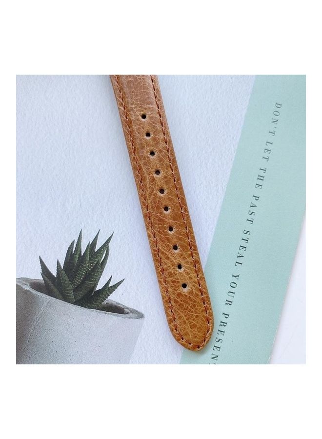 NIBEMINENT Double-sided Leather Replacement Strap Watchband For Apple Watch Series 1/2/3/4/5/6/7/SE 38-40-41mm Yellow/Brown - Image 5