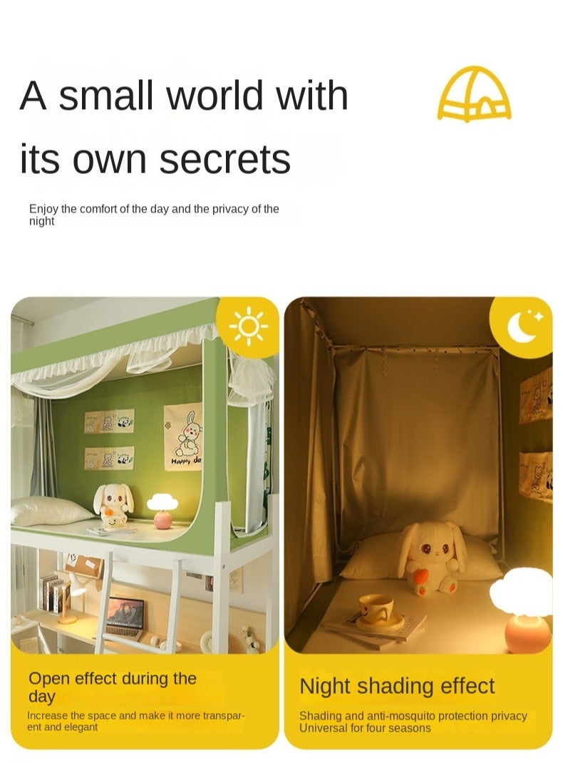 XiuWoo خيمة سرير مظلة ستائر ستارة تعتيم خيمة سرير مفرد ستارة قماش تظليل للطلاب مظلة سرير شبكة ناموسية حماية خصوصية للنوم للطلاب - Image 3