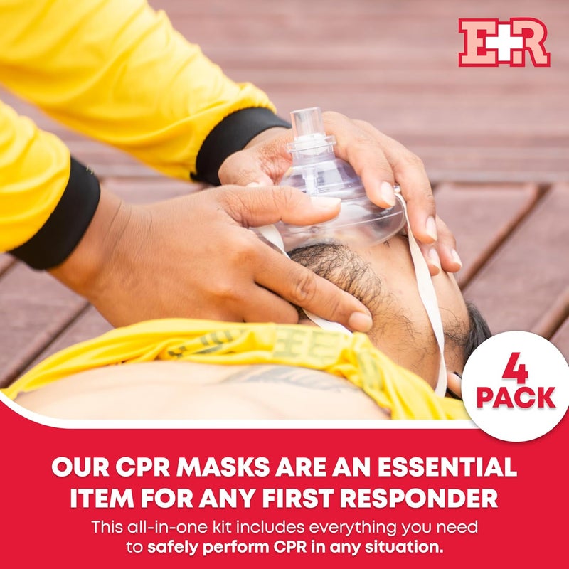 Ever Ready First Aid Adult and Infant CPR Mask Combo Kit 4Pack 8 Valves 4 Gloves 8 Alcohol Pads LatexFree Portable Pouch for First Responders - Image 2