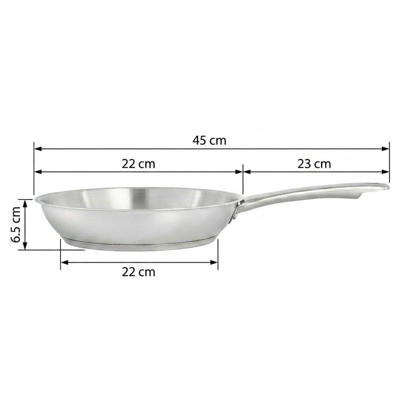 Zahran Classic 22cm Stainless Steel Frying Pan Polished Silver Finish Durable Heat Resistant Handle Premium Skillet for Everyday Frying and Sautéing - Image 3