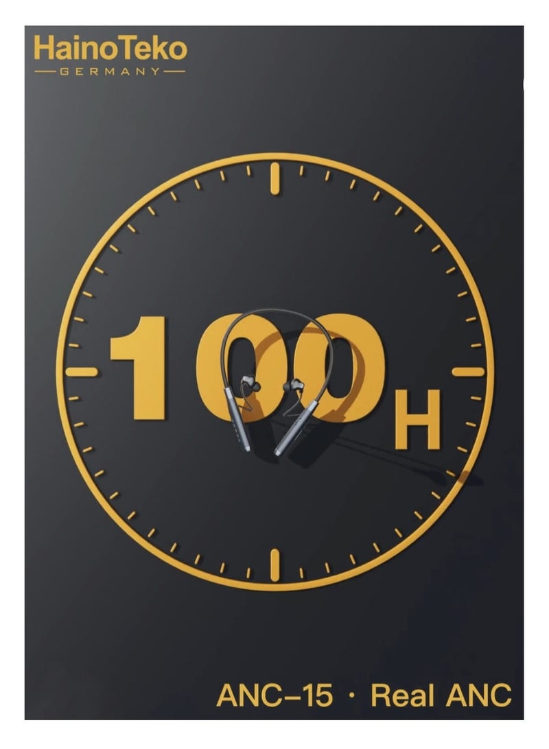 Haino Teko Bluetooth Neck Band Headphone 100 Hours Music With High Bass Sound Quality Super Clear Mic and Real Active Noise Cancellation - Image 4