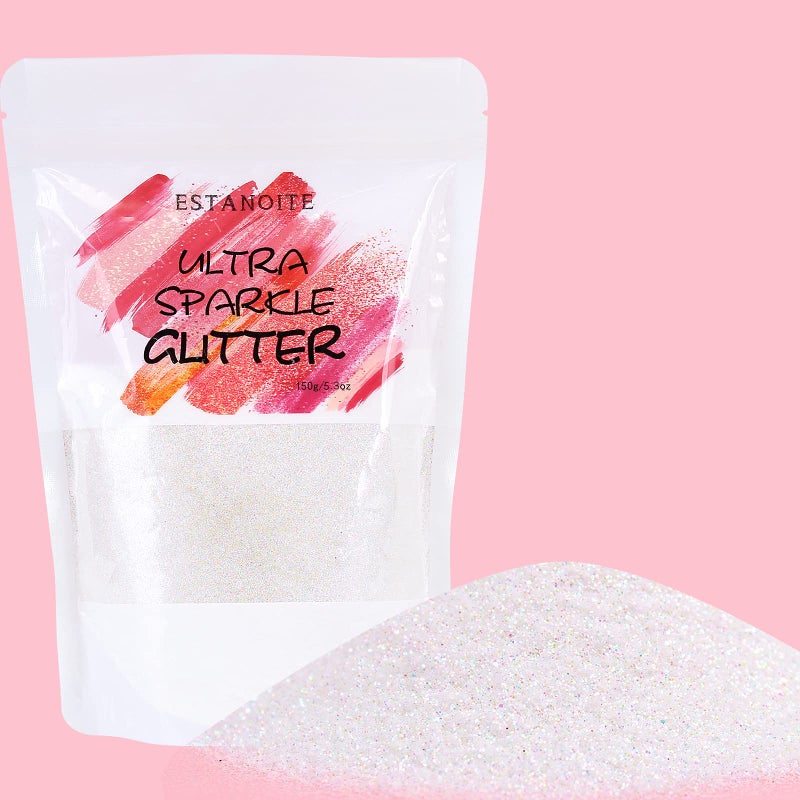 150g Extra Fine Iridescent Glitter Craft Glitter Powder Rainbow Polyester Glitter for Resin Cosmetic Glitter for Body Face Eye Makeup Nail Arts Glitters for Tumblers Painting Arts Snow White