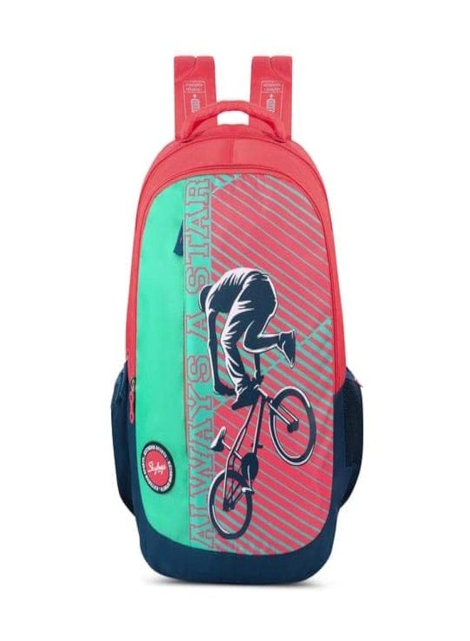 سكاي باجز حقيبة ظهر مدرسية مطبوعة للأطفال من Skybags، ذات قسمين، لون أزرق مخضر (Squad Pro 02) - Image 1