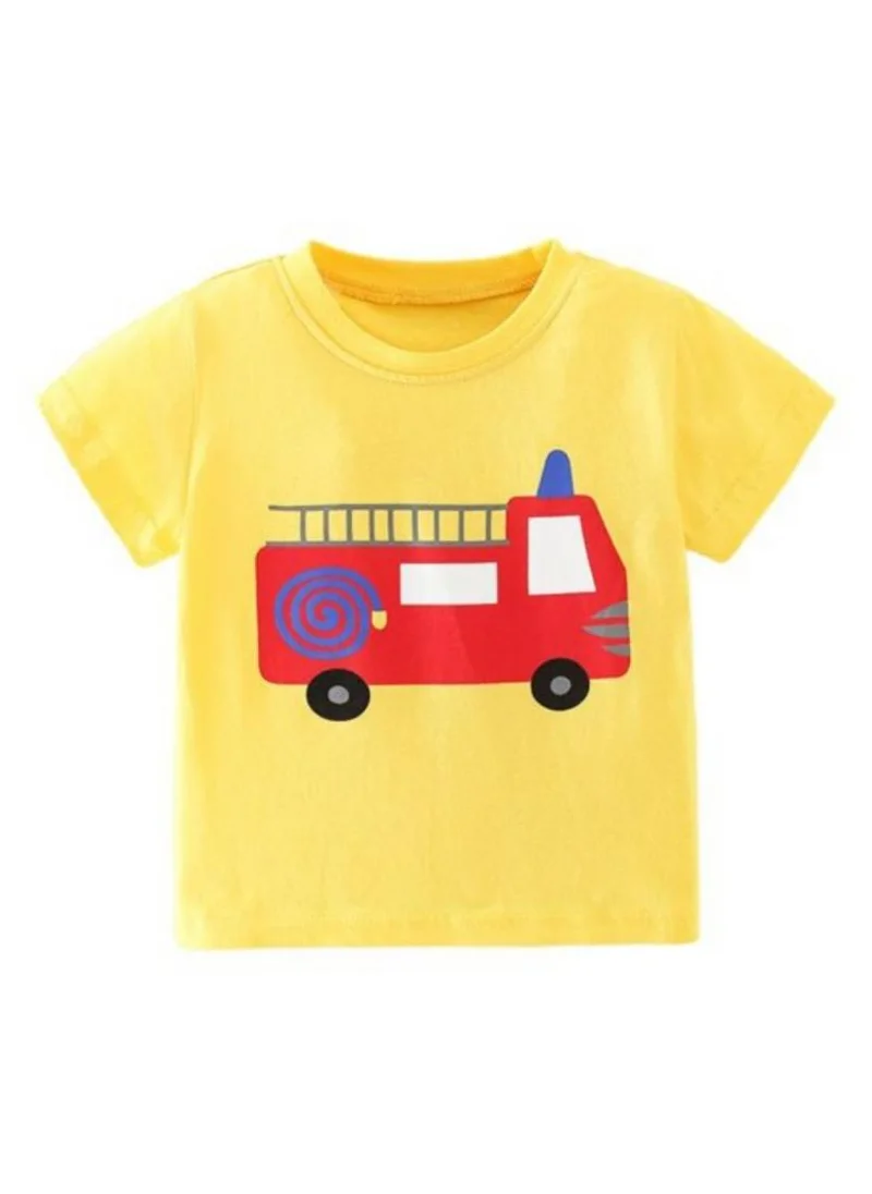 YUNIQEE Yellow Graphic Printed Round Neck Cotton T-shirt