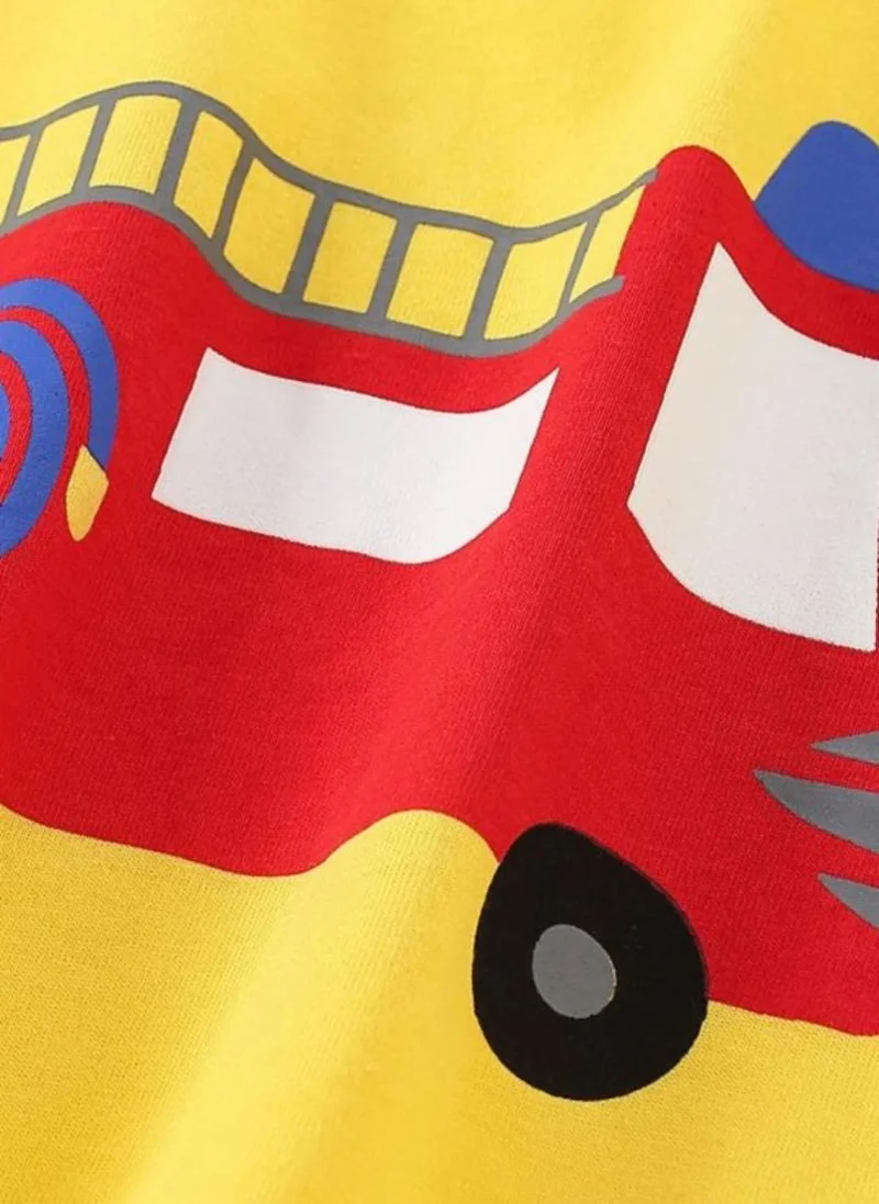 YUNIQEE Yellow Graphic Printed Round Neck Cotton T-shirt