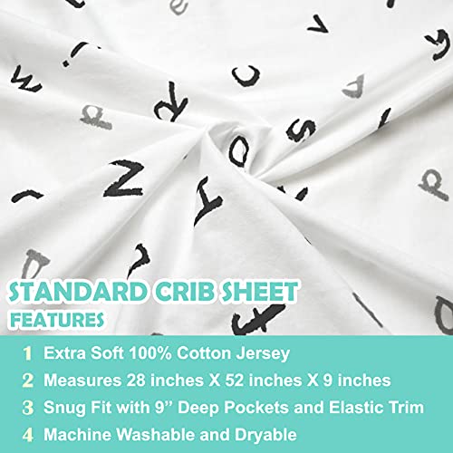 TL Care 100% Natural Cotton Fitted Crib Sheet 52" x 28" - Soft, Breathable, Hypoallergenic & Gentle Toddler Bed Sheet, Alphabet, Neutral for Boys & Girls - Image 3